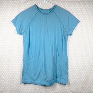 Athleta Blue Momentum Seamless Short Sleeve Top‎